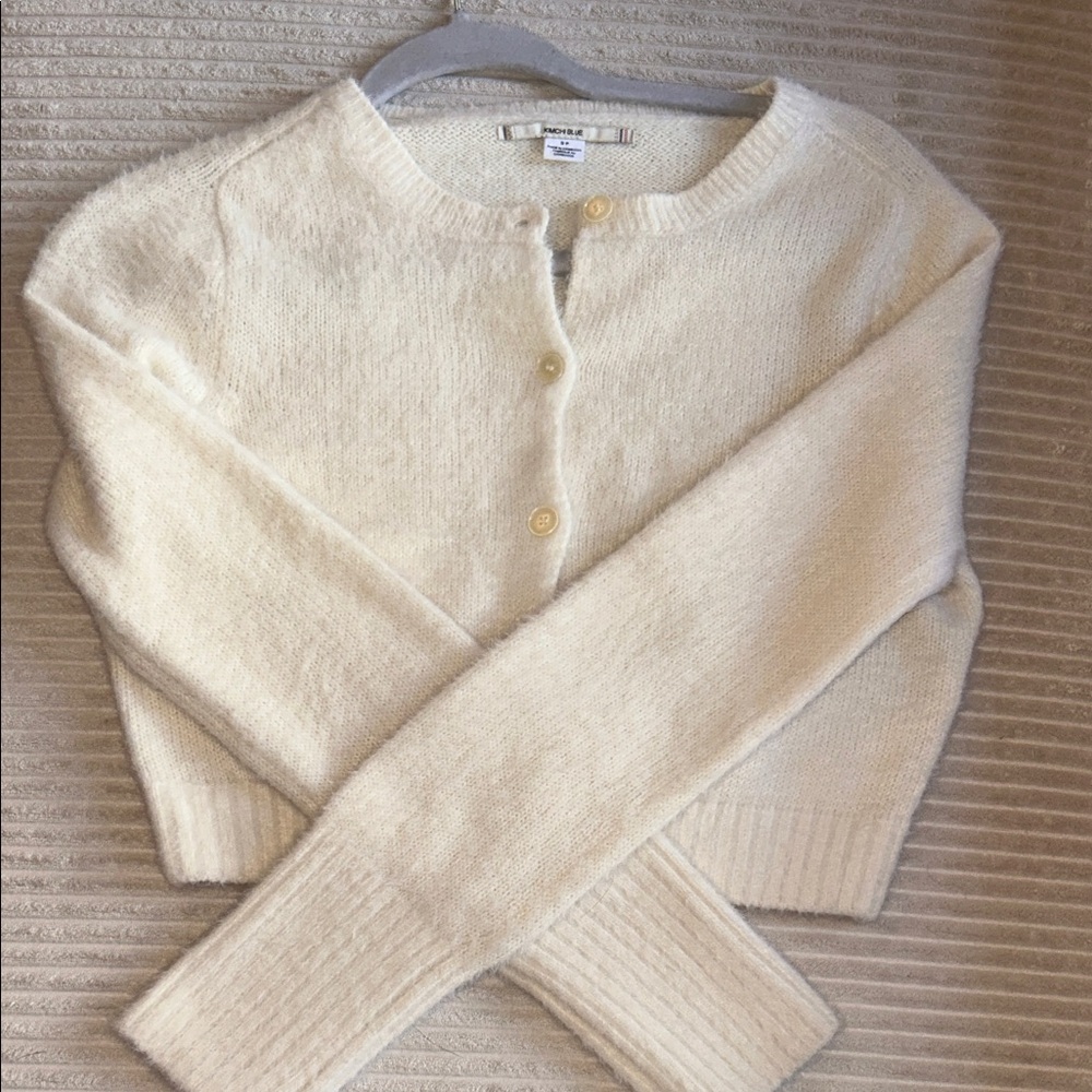 Kimchi Blue Cream Button-Up Cardigan Cropped